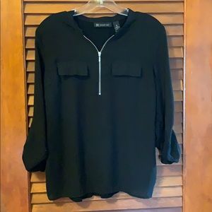 INC Black Zip Up Top